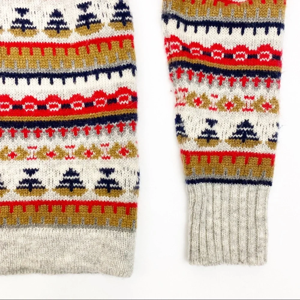 J. Crew Mockneck Fair Isle Lambswool Blend Sweater: Oatmeal Multicolor